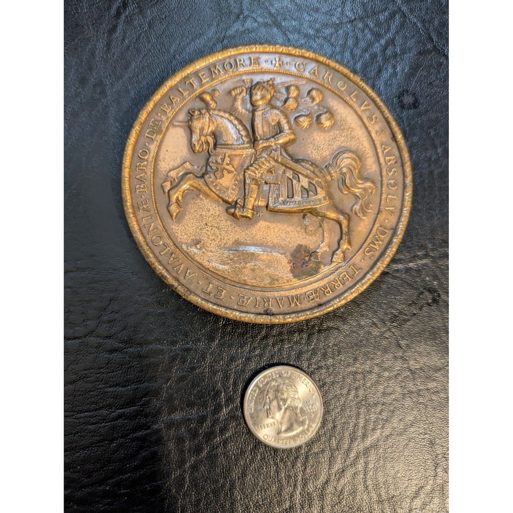 1976 Maryland American Bicentennial Bronze Medal Paperweight Coin 2.5 Inch